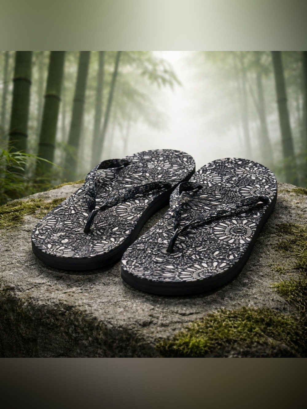 Stylish Black and White Flip Flops - Size 10